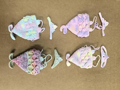 Clothes for Labubu Doll,Clothes for Doll Accessories,Hand-woven Bikini Mermaid Crochet Skirt Set,Summer Mermaid Costume Outfit Suitable for Labubu15&17cm,Dress-Up Accessories for Labubu Doll (color01)