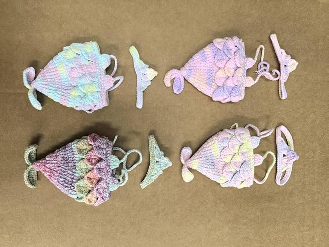 Clothes for Labubu Doll,Clothes for Doll Accessories,Hand-woven Bikini Mermaid Crochet Skirt Set,Summer Mermaid Costume Outfit Suitable for Labubu15&17cm,Dress-Up Accessories for Labubu Doll (color02)