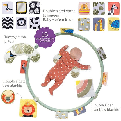 Taf Toys Tummy Time Support for Newborns & Babies, Developmental Activity Center with Detachable Cushion & Toys Encourage Baby’s Senses Development, Fine & Gross Motor Skills & Eye-Hand Coordination