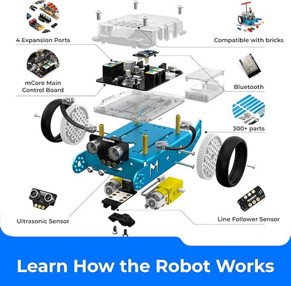 Makeblock mBot Robot Kit, Robotics for Kids Ages 8-12 Learn to Code with Scratch & Arduino, STEM Toys Science Kits for Kids Age 8-12 Boys and Girls Age 8+