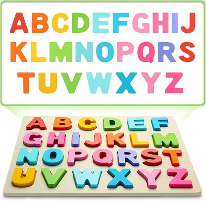 Wooden Puzzles for Toddlers, ABC Alphabet Puzzle, Learning Toys, Preschool Learning Activities, Preschool Educational Toddler Puzzle for Gift Set