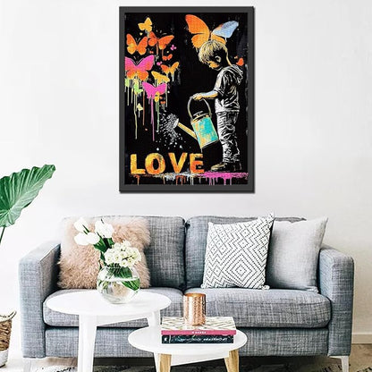 Tucocoo Banksy Graffiti Love Jigsaw Puzzle 1000 Pieces Puzzles for Adults, Butterfly Abstract Art Jigsaw Puzzles for Difficult Challenging Family Activity Games DIY Crafts Puzzle for Home Decor Gifts