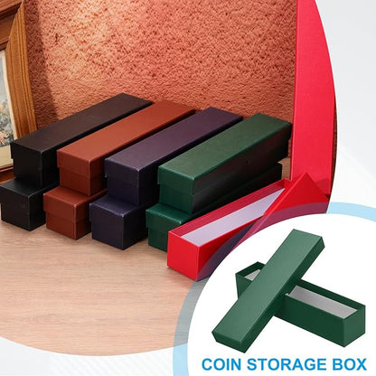 PATIKIL Coin Storage Box, Coin Collecting Cardboard for Collectors, Green, 3 Pcs