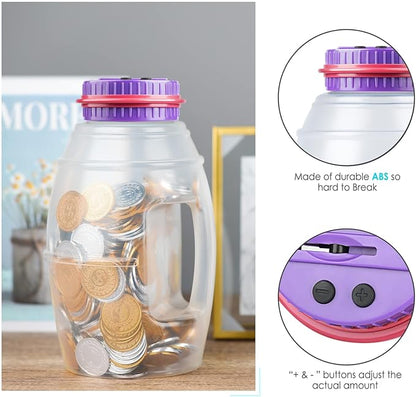X-Large Piggy Bank for Adults Kids, Vcertcpl Digital Coin Counter Jar Money Counting Bank with LCD Counter, 2.8L Capacity Totals up Your Savings, Change Counter Coin Bank Designed for All US Coins