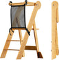 COSYLAND Foldable Toddler Kitchen Stool Helper - Height Adjustable Standing Tower for Bathroom Sink or Kitchen Counter - Step Stool for Toddlers Ages 18 Months to 6 Years Natural