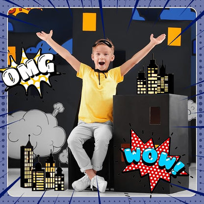 15 Pcs Hero Party Favor Boxes Skyscraper 3D City Box Skyline Buildings Heroes Candy Goodies Boxes Hero Theme Centerpiece Decorations Birthday Party Supplies(Warm)