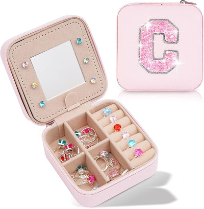 Jewelry Case - Fashion Jewelry Box | Customized Mother's Day Gift, Birthday Gift for Mom | Pink,C