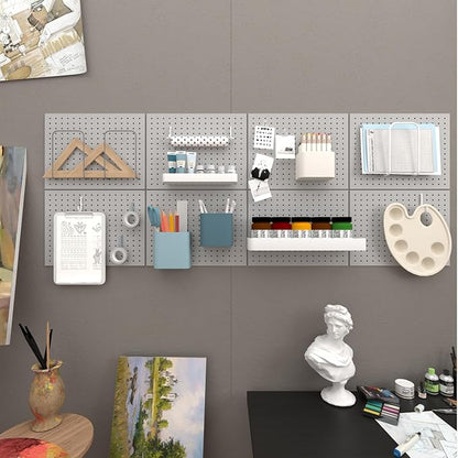 Peg Board,4 Pack Metal Pegboard Panels,PegBoard Wall Organizer,16"x12" Steel PegBoard for Walls,Tools,Garage,Office,Kitchen