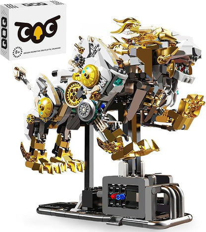 Mechanical Lion Building Sets, Movable Animal with Display Stand Adults Home or Office Decor STEM Building Blocks Toy Gifts for Teens Boys Ages 12 13 14 (1073PCS)