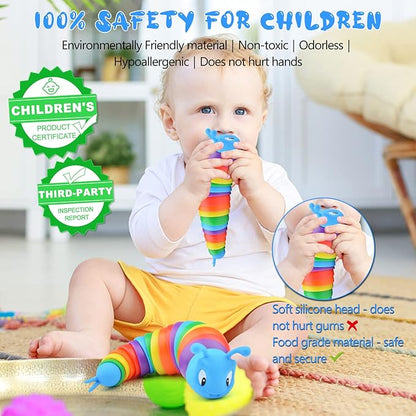 Cevioce Fidget Slug Toy, Sensory Slug Fidget Toys for Kids & Adults, 1 PC Autism Sensory Toys for Autistic Children Toddlers Christmas Stocking Stuffers Toddler Toys Girl Boy Birthday Gifts