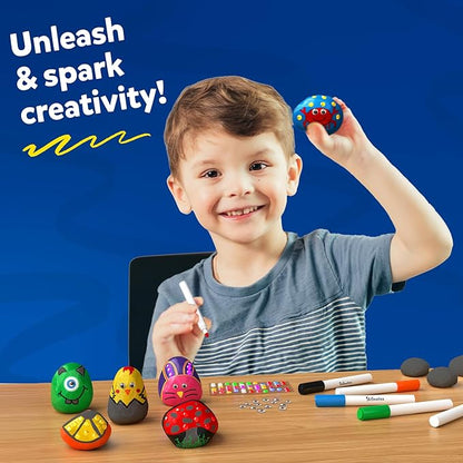 Skillmatics Rock Painting Kit - Mess-Free Art & Craft Activity for Girls & Boys, Craft Kits & Supplies, DIY Creative Activity, Christmas Gifts for Kids Ages 4, 5, 6, 7, 8, 9, 10, 11,12