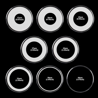 Utron 180P Clear Plastic Coin Capsules, Dollar Coin Holder, 40mm Silver Coin Storage for Collectors, Morgan Silver Dollar Coin Holders with Adjustable Gasket (17/20/25/27/30/33/38/40mm) (60P)