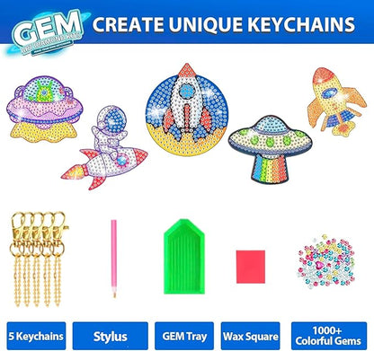 Arts and Crafts for Kids Ages 8-12 - 5D Gem Art Painting Kits for Kids - Create Your Own Gem Keychains by Number DIY Craft Gift for Girls Boys Ages 6-8 8-10 10-12