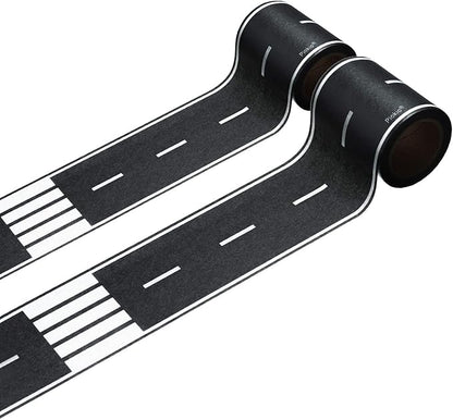 Piokio 2 Rolls of Black Road Track Tape, Race Cars Decorations for Kids Birthday Party, 33" x 2.4" Each Roll