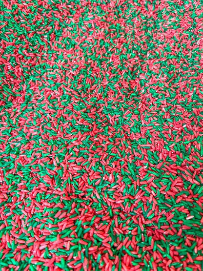 Sensory Bin Filler for Sensory Table - Colored Rice for Sensory Play (Christmas RG)