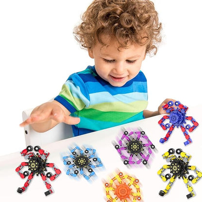 Transformable Fidget Spinners,Funny Stress Relief Sensory Fidget Toys,Deformable Chain DIY Robot Fingertip Gyros Toys Birthday Party Favors Easter Basket Stocking Stuffers for Kids and Adults (9PC)