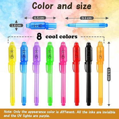 32Pcs Invisible Ink Pen, Spy Pen with UV Light for Kids Magic Party Favors, Magic Pens for Kid Writing Secret Message, Goodies Bags Toy, Kids Party Favors, Class Gift