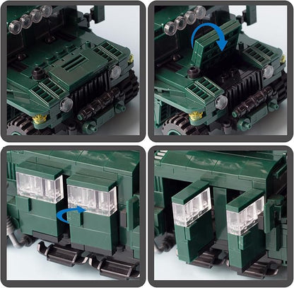 Military Vehicles Building Blocks (500 Pieces Kits), M1151 Armored Vehicle Model Designed for Kids (8+Years) Adults and Car Lovers