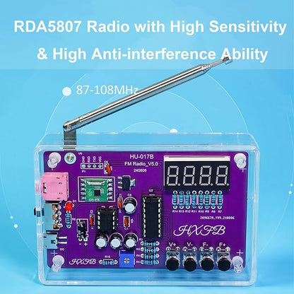 Upgraded RDA5807 Radio Soldering Kit, Solder Project Kit, Portable Radio DIY Electronic Kits, Practice Soldering Kit for Learning and Teaching Solder and Electronic