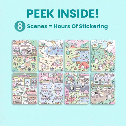 Cupkin Bunny Sticker Book Activity for Kids, Toddler Airplane Travel Essentials, 300+ Bunny Stickers for Kids + 8 Scenes and Coloring Book Pages, Stickers for Toddlers, Crafts Ages 2-8
