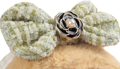 17cm Doll Clothes for Labubu - Luxury Chic Style Set for 17cm Dolls, Premium Doll Outfit with Accessories - Green Plaid Tweed Dress + Black Necktie + Plaid Bow (Clothes Only)