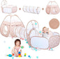 PigPigPen 3 in 1 Kids Play Tent with Play Tunnel and Ball Pit, Toddler Clibing Toys for Boys & Girls, Pop Up Playhouse Toys for Baby Indoor Outdoor, Gift for 3+ Year Old Child