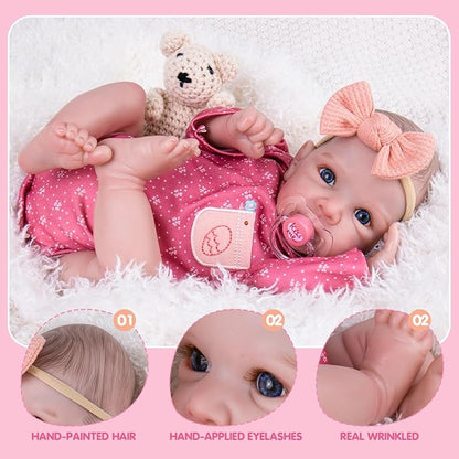 Aori Reborn Baby Dolls Girl - 20 Inch Realistic Newborn Lifelike Baby Doll with Hand-Painted Features & Weighted Cloth Body - Cuddle Companion Doll, Gift for Seniors, Collectors & Kids 3+