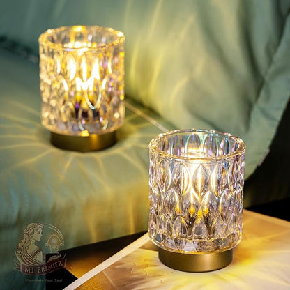 Battery Operated Table Lamps Timer, Mini Crystal Lamp for Area No Plug, Cordless Lamp with LED Bulb for Power Outage, Decorative Lamps for Tabletop/Corner/Entryway/Stairway/Bathroom/Fireplace(2*PEARL)