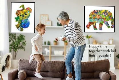 GAYISIC Puzzles for Kids Ages 8-10, 96 Pieces Koala and 200 Pieces Elephant Jigsaw Puzzles Unique Irregular Pieces Gift for 4 6 8 10 Years Old Boys and Girl Birthday