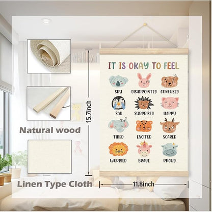 Geondos Therapy Office Decor, Canvas Poster Wood Hanger, Mental Health Poster, Therapist Office Social Worker Sign, Hanging Canvas Decor, Counseling Wall Art Prints 11.8x15.7 Inches
