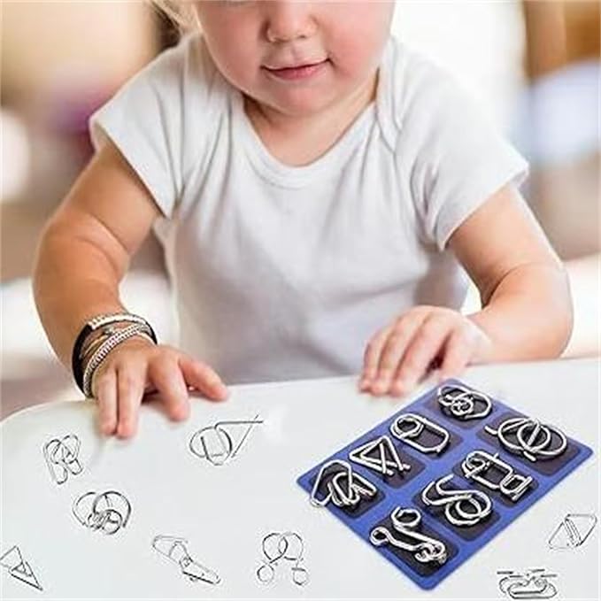 Reverse Thinking Puzzles, Metal Puzzle Ring, Educational Intellectual Toys IQ Toys, Metal Brain Teaser Puzzles, 2025 New IQ Test Brain Teaser Disentanglement Set (Green)