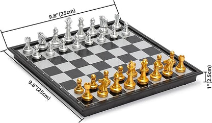 Yellow Mountain Imports Travel Magnetic Chess Set (9.8-Inch) - Folding and Portable Board Game