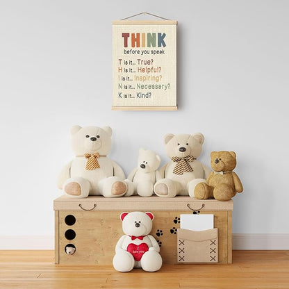 Boat Wades Inspirational Positive Mental Health Wall Art Poster Hanger Frame, Boho Classroom Decor, Think Before You Speak Classroom Hanging Wall Decor for Therapy School Counselor Office, 12x16 Inch
