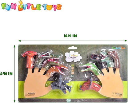 Fun Little Toys 10 Pcs Dinosaur Head Finger Puppets, Best Choice for Party Favors, Stocking Stuffers, Pinata Fillers and Goodie Bag Fillers