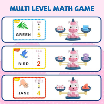 Snugzy Unicorn Balance Counting Toys Math Games Kindergarten Learning Games Kids Balance Scale Educational Toys Gifts for 3 4 5 Year Old Boys Girls