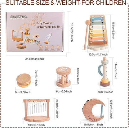 Baby Montessori Musical Instruments,Wooden Percussion Xylophone Musical Toys for Toddlers,Sensory Toys for 18+ Month Old,Kids Preschool Educational,Birthday Gift for Ages 2 3