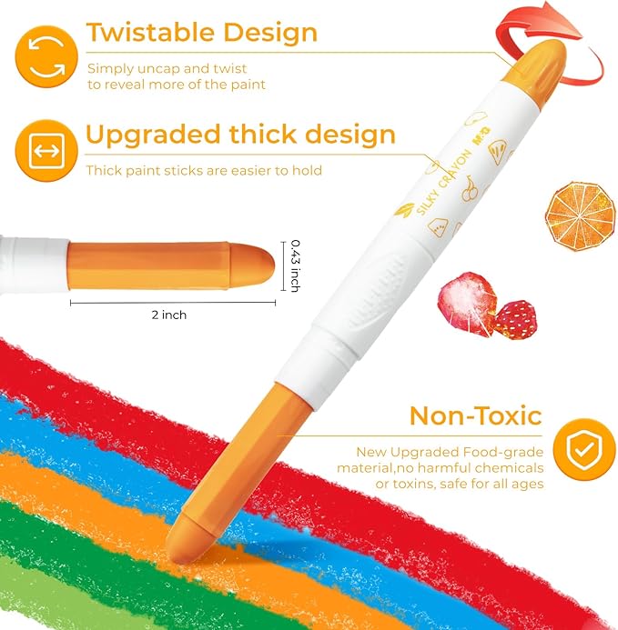 M&G 12 Colors Upgraded Food-grade Paint Sticks, Washable, Non- Toxic, Super Quick Drying, Tempera paint sticks for kids and student