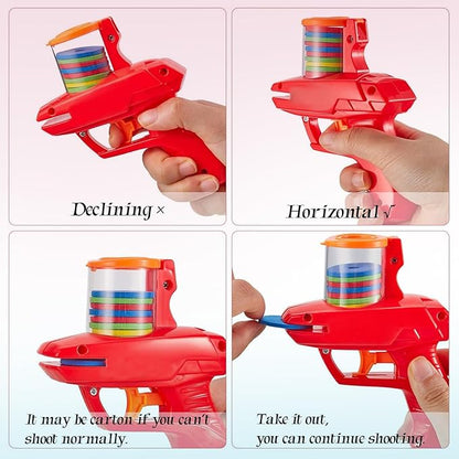 Sumind 4 Pcs Foam Disc Shooter Zip Shot Shooter Disc Launcher (Orange,Green,Red,Blue)