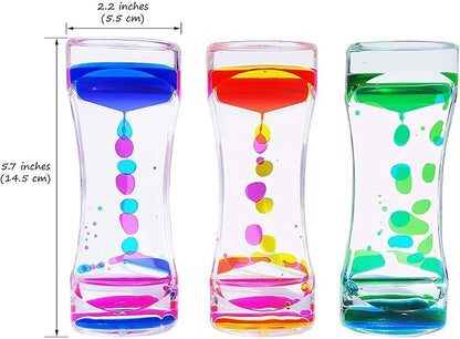 3 Pack Liquid Motion Bubbler Timer Sensory Calming Fidget Toy Autism Community Toys for Kids Teenager Adults
