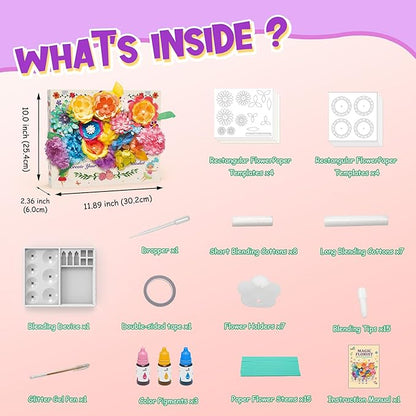 Kiditos Magic Flower Art Kit for Girls – DIY Blooming Flower Craft Kit with Color Drop Science Experiment | Creative Art & STEM Toy for Ages 6+