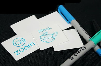 Smile4Autism Small 2"x2" Loose Visual Picture Cards, Receptive and Expressive Language, Speech Articulation Therapy, ASD, ADD, ADHD, Apraxia, & Stroke Patients. (Blank Cards 30 Pcs, Plastic)