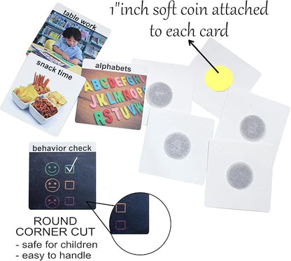 Visual Schedule for Kids – 133 Durable Plastic Picture Cards with Soft Loop Coins | Daily Routine & Chore Reward Chart for Home, School, Autism, ADHD & Special Needs Behavior Support