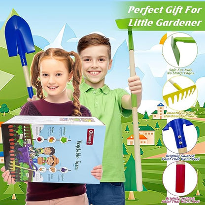 Kids Gardening Tools Outdoor Toys Set Backyard Play with Wheelbarrow Educational STEM Learning Pretend Toys Outdoor Indoor for Toddlers Kids Boys Girls (Red Wheelbarrow Set)
