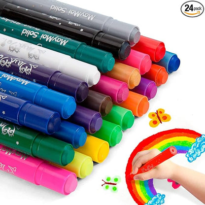 Washable Tempera Paint Sticks | Non-Toxic, Quick Drying & No Mess Paint Sticks for Kids, Best Art Birthday Gifts for Kids (24 Colors)