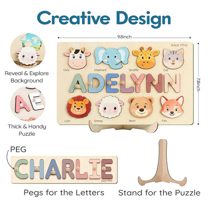 Personalized Name Puzzles for Toddlers 1-3 - Custom Baby Puzzle, Personalized Easter Basket Gift for 2 Year Old, Montessori Learning Toy for Baby Boy & Girl, 1st Birthday Gifts for Kids