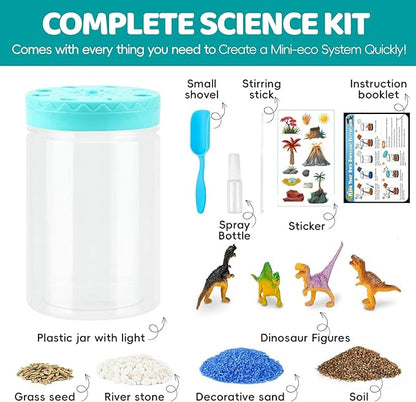 Light Up Dinosaur Terrarium Kit for Kids,Educational Science Kits,Gardening Kits Science Activities for Boys & Girls,DIY Creative Dinosaur Toys,Arts and Crafts Kit Gifts for Ages 4 5 6 7 8-12