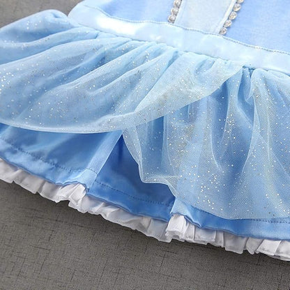 Dressy Daisy Princess Onesie Romper Fancy Dress Costume Halloween Birthday Bodysuit Outfit with Headband for Infant Baby Girl