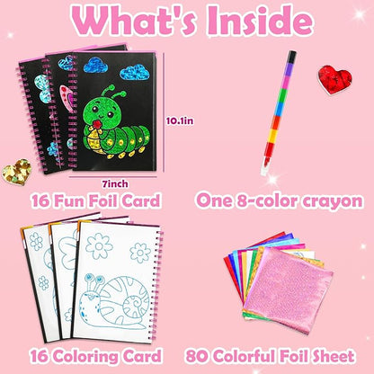 FUNNYB&G Foil Art Craft Activity for Kids - Gift for Girls Crafts Kits for Kids Fun Art Supplies DIY Creative Travel Toys, Birthday Gift Party Favor Toys for Girls Boys 4 5 6 7 8 9 Years Old(Insects)