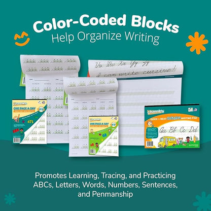 Best value Channie’s Visual Math, Handwriting, and Cursive Bonus Pack of 5 Separate Workbooks, Grades 1st – 3rd, With FREE Alphabet Card - Learning Workbook for Homeschool and After School