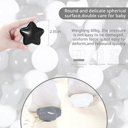 Ball Pit Balls Pack of 100 200 500 - Star and Round Set BPA Free Phthalate Free Non-Toxic Crush Proof Play Balls Soft Plastic Balls for Toddlers Baby Kids Birthday Pool Tent Party